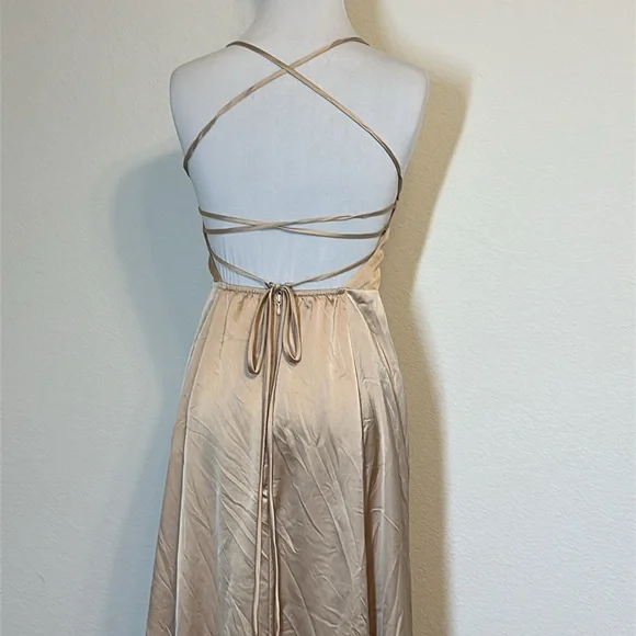 Show Me Your MuMu Gold Satin Dress - Picture 5 of 10